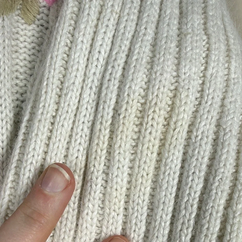 Justice Y2K Hooded Toggle Button Ribbed Knit Rabbit Fur Blend Cardigan